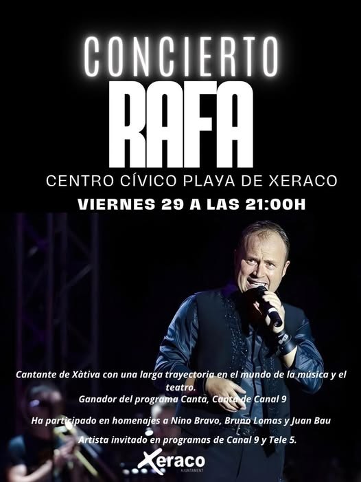 Rafa en concierto en el Centre Cívic de la Platja de Xeraco