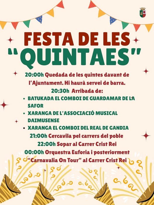 Daimús se llena de fiesta con las Quintaes este sábado 13 de septiembre