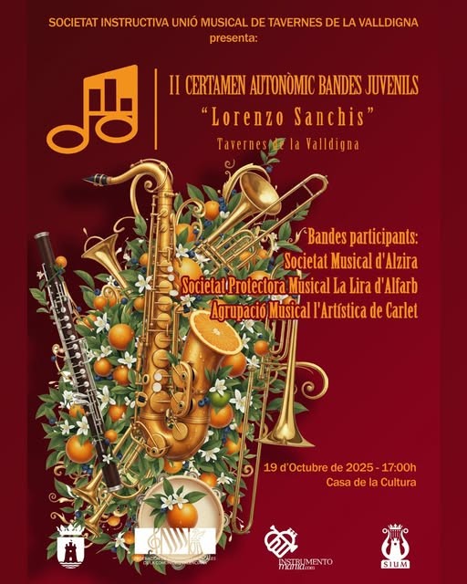 Tavernes de la Valldigna acoge el II Certamen Autonòmic de Bandes Juvenils Lorenzo Sanchis