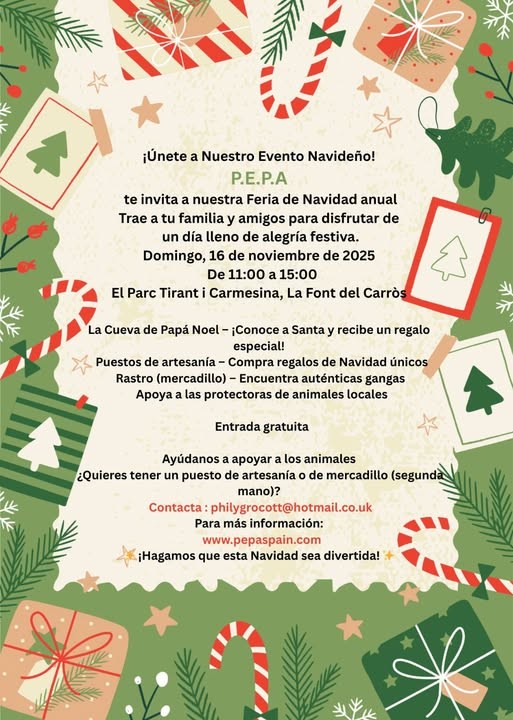 Feria Navideña Solidaria de P.E.P.A. en La Font d’en Carròs