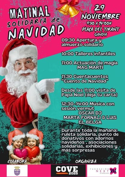 Gandia celebra su primera Matinal Solidaria de Navidad en la Plaça Tirant