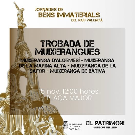 Muixerangues en la Plaza Mayor de Gandia