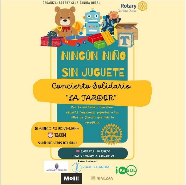 Gandia se vuelca con el concierto solidario "Ningún niño sin juguete"