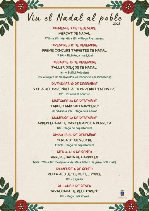 La Font d’en Carròs Presenta su Programa de Navidad 2025