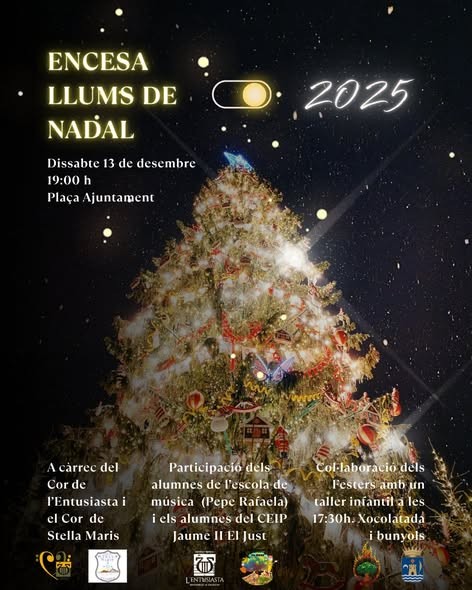 Encendido del Árbol de Navidad en la Plaza del Ayuntamiento de Benifairó de la Valldigna