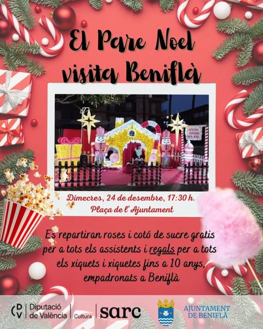 Beniflà celebra la visita de Papá Noel en la Plaza del Ayuntamiento