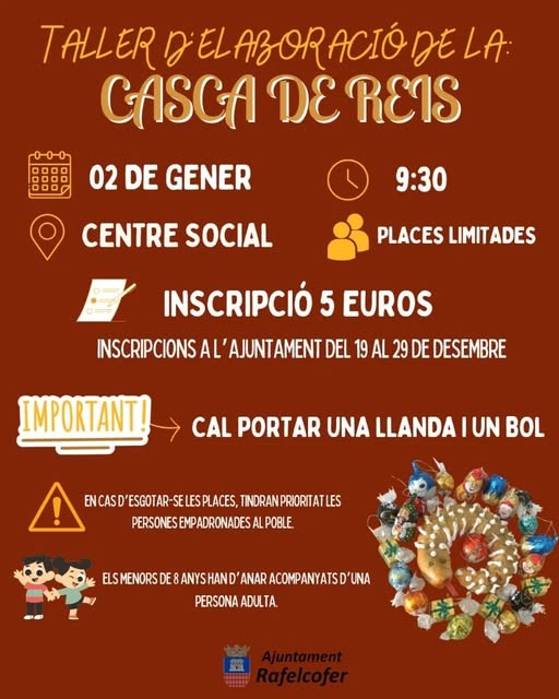 Taller de elaboración de la Casca de Reis en Rafelcofer