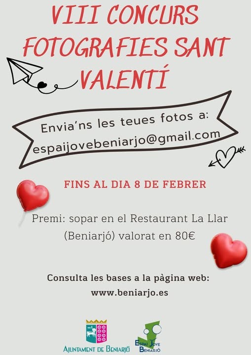 Beniarjó convoca el VIII Concurso de Fotografía de San Valentín
