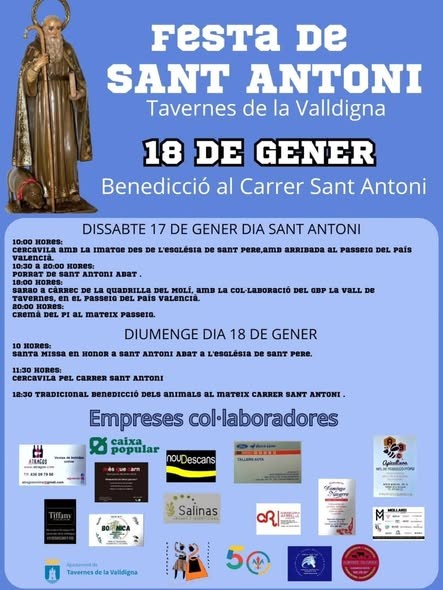 Tavernes de la Valldigna celebra este fin de semana Sant Antoni Abat