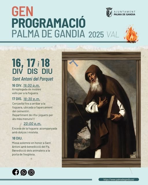 Palma de Gandia celebra Sant Antoni 2026 con un completo programa festivo
