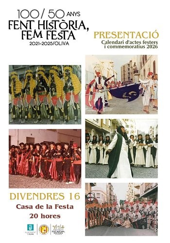 Oliva presenta el programa oficial del cincuenta centenario con el acto “Fem història, fem festa”