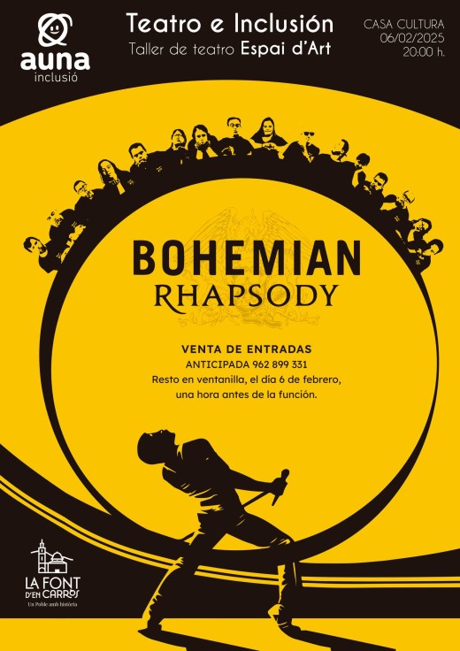 La Font d'en Carròs presenta el teatro “Bohemian Rapsody” en la Casa de la Cultura