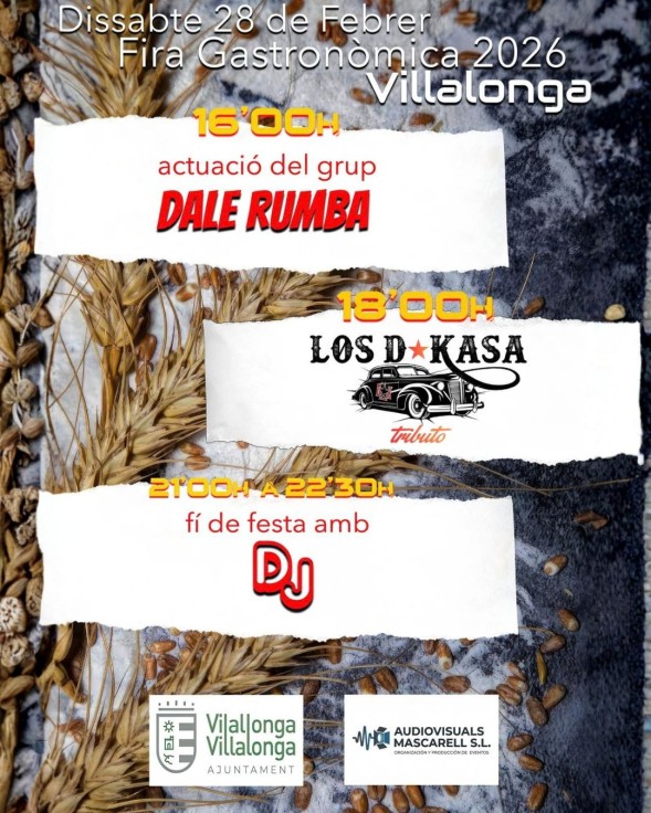 Villalonga celebra la Feria Gastronómica 2026 con música en directo y ambiente festivo