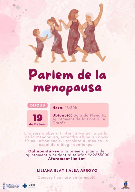 La Font d’en Carròs organiza una charla sobre la menopausia