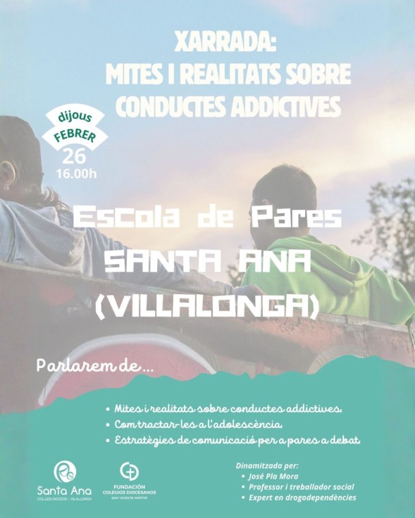 Villalonga organiza una Escuela de Padres sobre conductas adictivas en el Colegio Santa Ana