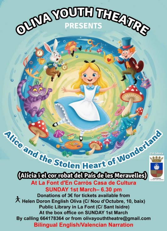 La Font d’En Carròs presenta teatro familiar en inglés con Alícia i el cor robat del País de les meravelles