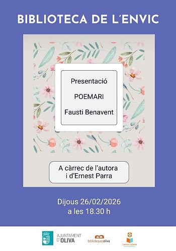 Oliva presenta el poemario de Fausti Benavent en la Biblioteca de l’Envic