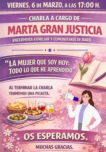 Barx programa una charla sobre crecimiento personal y aprendizaje en el Día de la Mujer