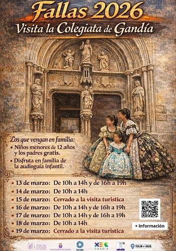 Gandia abre la Colegiata al público durante las Fallas 2026 con visitas especiales