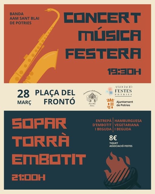 Potries celebra un concierto de música festera en la Plaza del Frontó