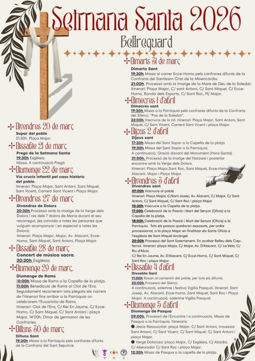 Bellreguard celebra la Semana Santa 2026 con un concierto de música religiosa este sábado