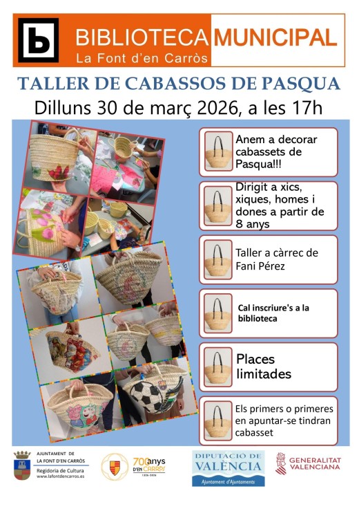 La Font d’en Carròs impulsa la creatividad con un taller de canasta de Pascua en la biblioteca municipal