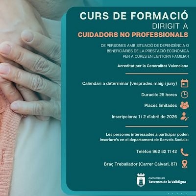 Tavernes de la Valldigna organiza un curso de formación para cuidadores no profesionales