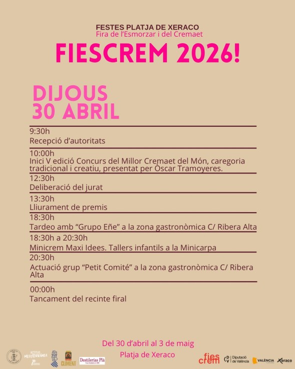 Xeraco se prepara para Fiescrem 2026 con música y gastronomía