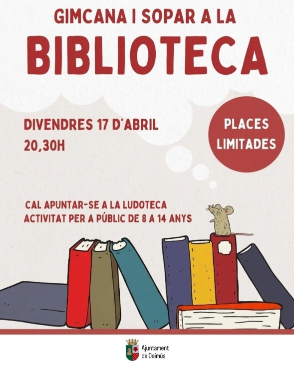 Daimús organiza actividades y una cena en la biblioteca para celebrar el Día del Libro