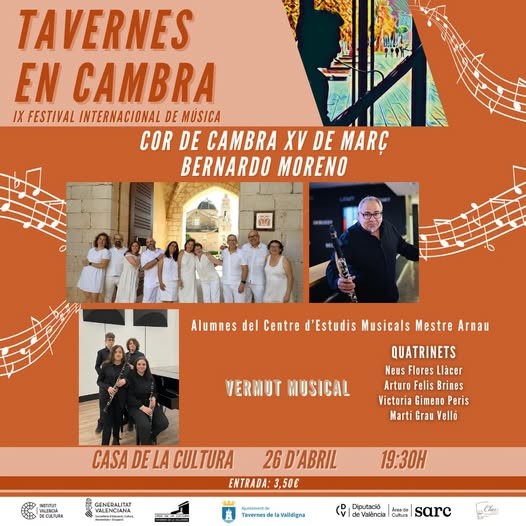 Tavernes de la Valldigna acoge un nuevo concierto del Festival Tavernes en Cambra con música de cine