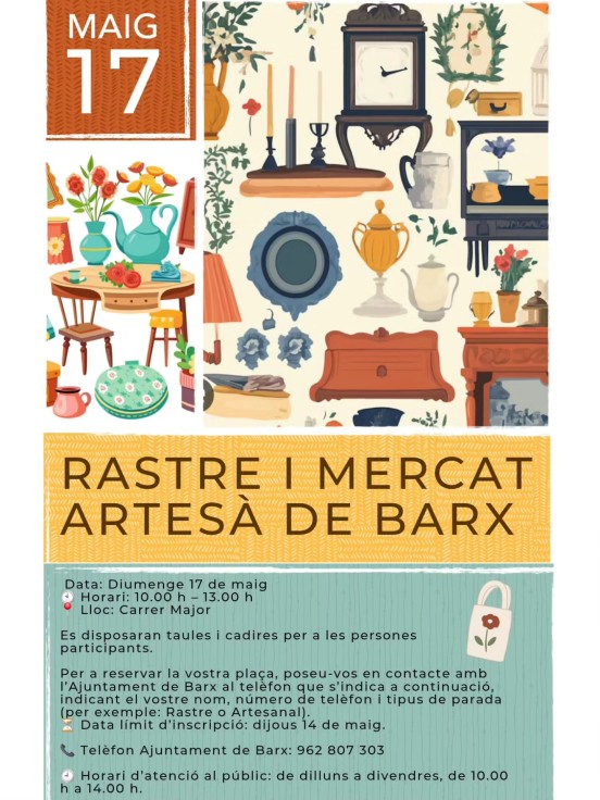 Barx organiza un rastro y mercado artesanal en el Carrer Major