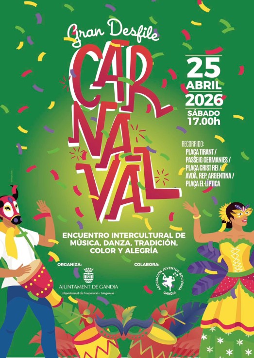 Gandia celebra el II Festival de Carnaval Intercultural con más de 20 agrupaciones
