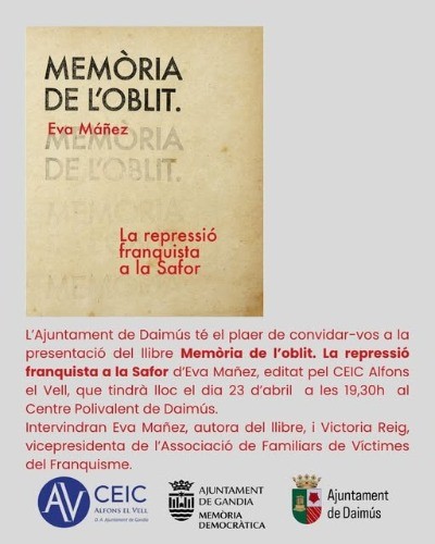 Daimús presenta el libro “Memòria de l’oblit” sobre la represión franquista en la Safor