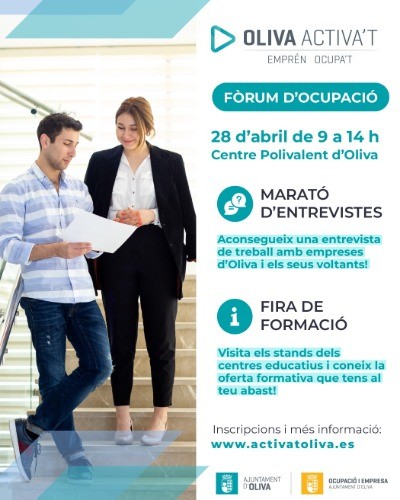 Oliva impulsa el foro de empleo y emprendimiento “Oliva Activa’t – Emprén Ocupat” en el Centro Polivalente