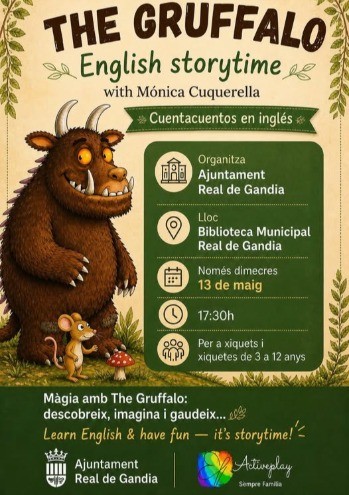 El Real de Gandia fomenta el aprendizaje del inglés con un cuentacuentos de The Gruffalo en la Biblioteca Municipal
