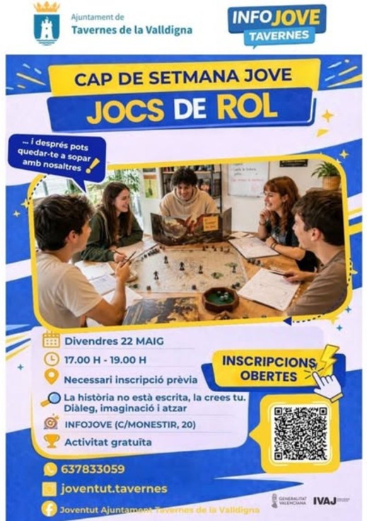 Tavernes de la Valldigna organiza una tarde de juegos de rol para fomentar la creatividad y el compañerismo juvenil