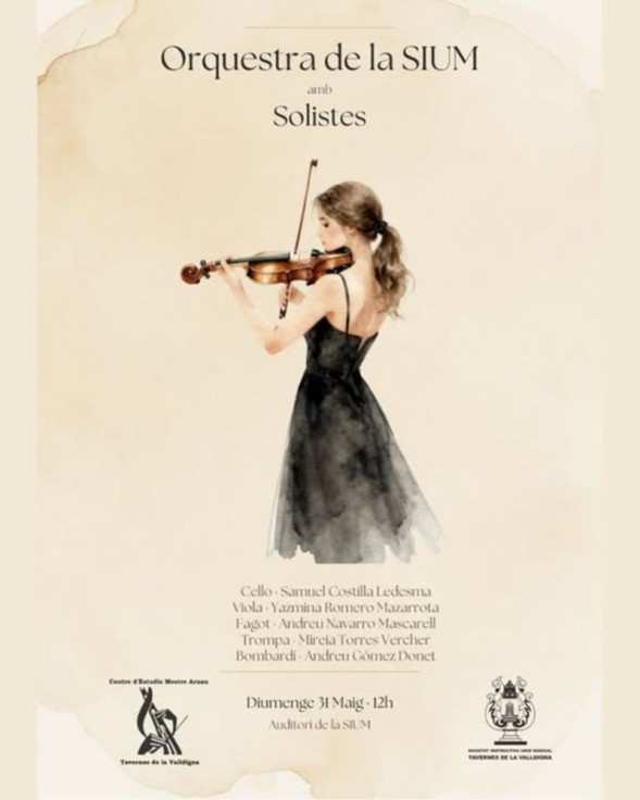 Tavernes celebra un concierto de la Orquesta SIUM con destacados solistas en el Auditorio Municipal