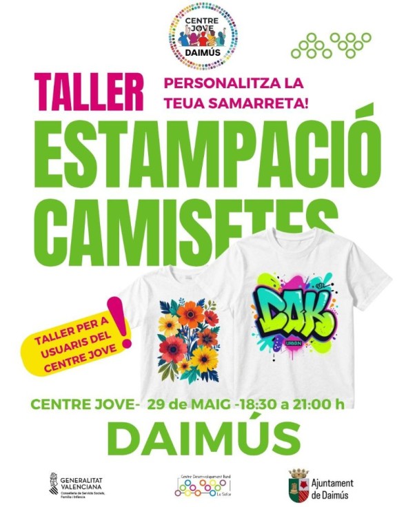 Daimús organiza un taller juvenil de estampación de camisetas personalizadas