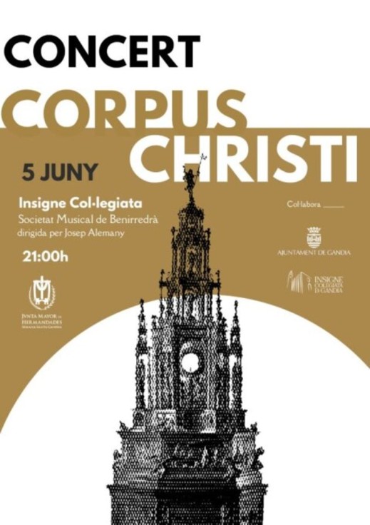 Gandia celebra el Concierto del Corpus Christi en la Insigne Colegiata con la Sociedad Musical de Benirredrà