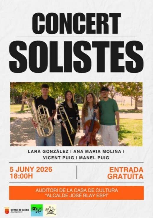 El Real de Gandia acoge un concierto de solistas en la Casa de Cultura Alcalde José Blay Espí