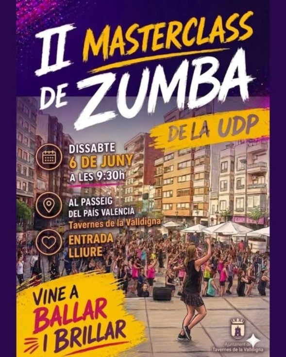 Tavernes de la Valldigna celebra la II Masterclass de Zumba de la UDP en el Passeig País Valencià
