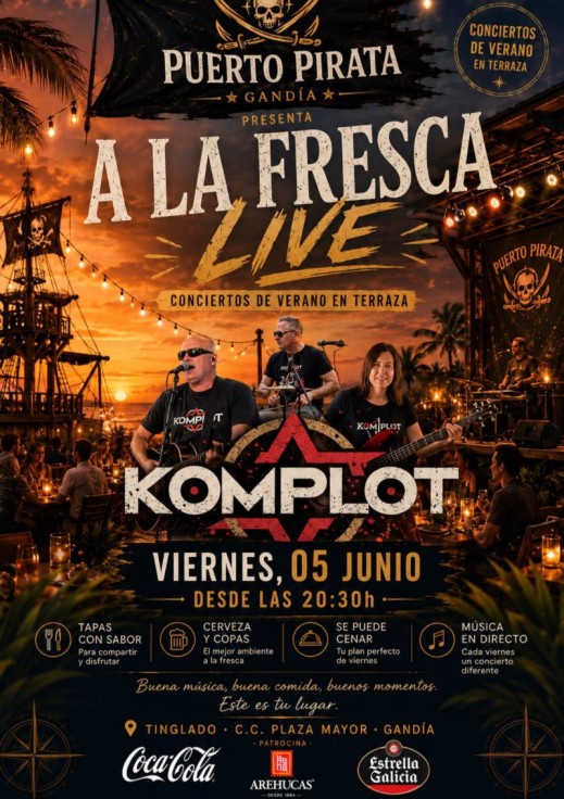 Gandia celebra una nueva noche de música en directo con el concierto de Komplot en Puerto Pirata