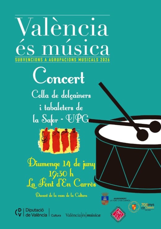 La Font d’en Carròs programa un concierto de la Colla de Dolçainers i Tabaleters de la Safor en la Casa de la Cultura