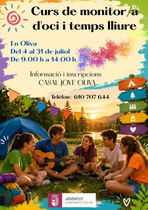 Oliva abre la inscripción para el Curso de Monitor/a de Ocio y Tiempo Libre dirigido a jóvenes y profesionales del sector
