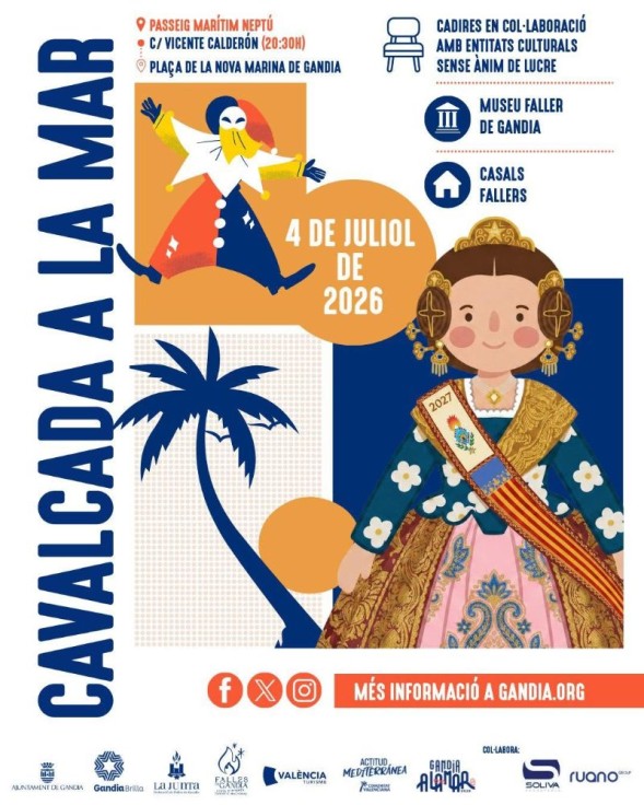 Gandia celebra la tradición fallera junto al mar con la Cabalgata a la Mar 2026