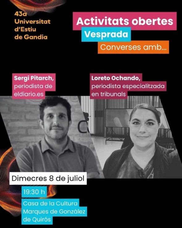 Gandia reúne a Sergi Pitarch y Loreto Ochando en un encuentro sobre periodismo y actualidad