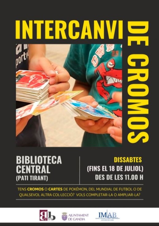 Gandia organiza dos jornadas de intercambio de cromos y cartas para coleccionistas de todas las edades