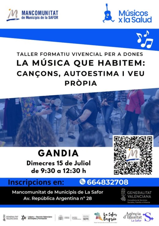 Gandia organiza un taller vivencial para mujeres centrado en la música y la autoestima