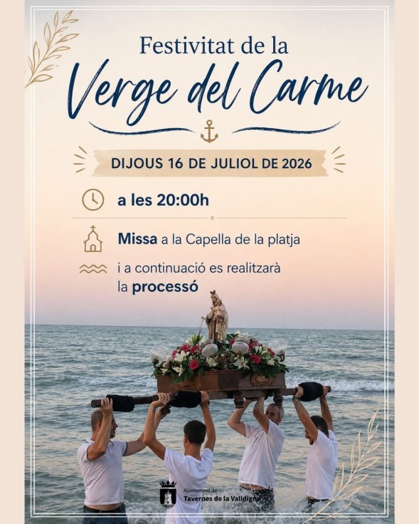 Tavernes de la Valldigna celebra la fiesta de la Virgen del Carmen con misa, procesión y fuegos artificiales