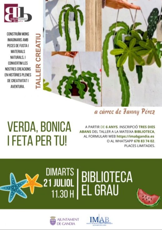 Gandia organiza un taller creativo infantil para fomentar la imaginación a través de materiales naturales